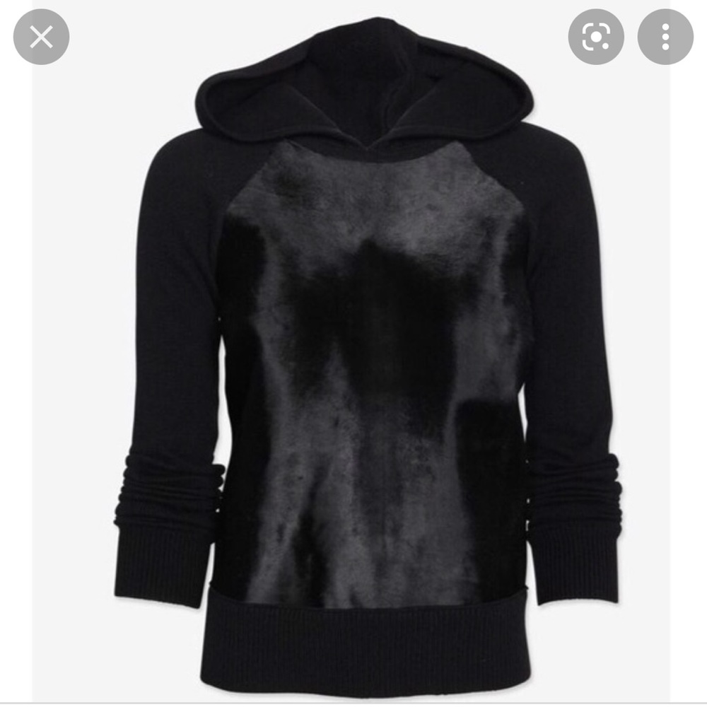 Intermix calf hair hoodie wool sweater small